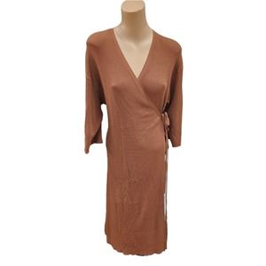 Everlane Ribbed Wrap Midi Dress Size XS Women's 3/4 sleeve